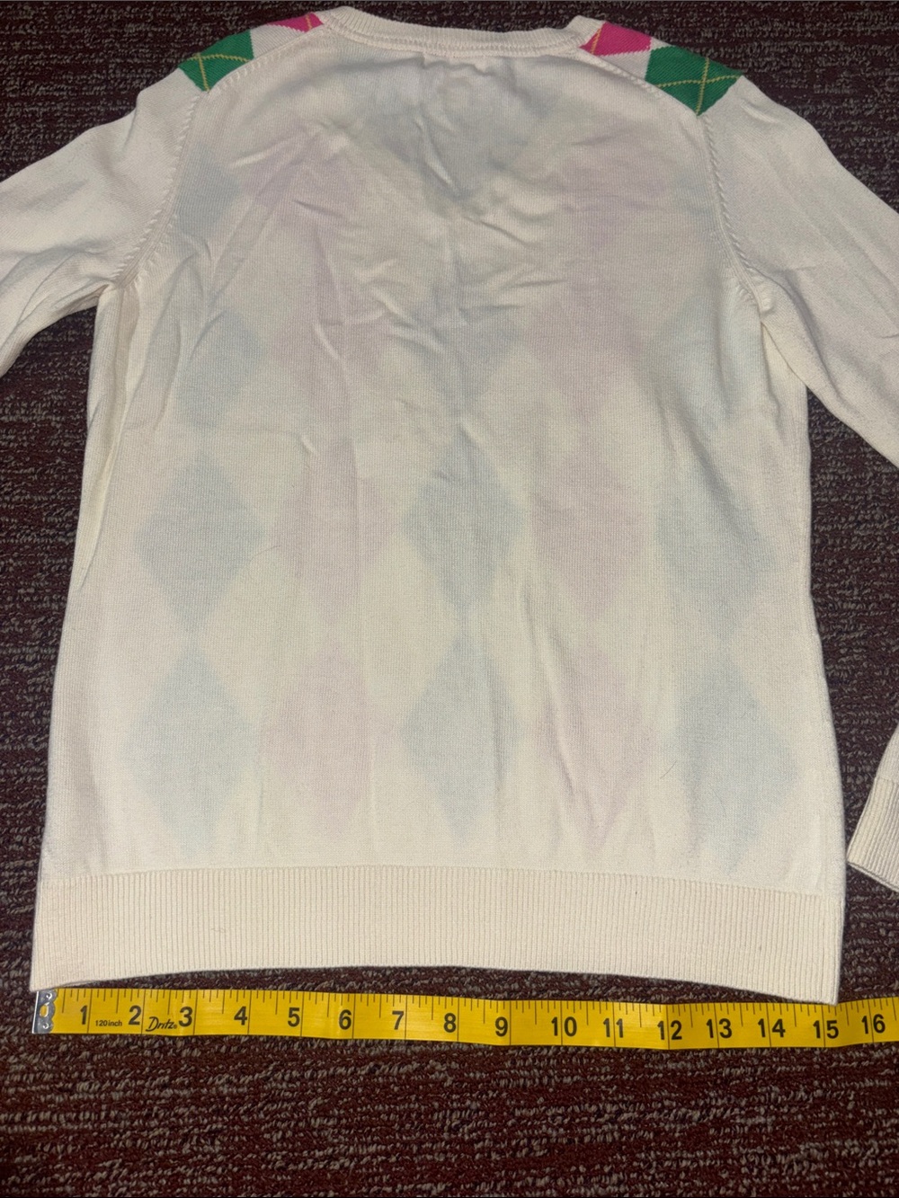 Vintage Lilly Pulitzer cream argyle long sleeve cotton sweater colorful girly S - Picture 11 of 11